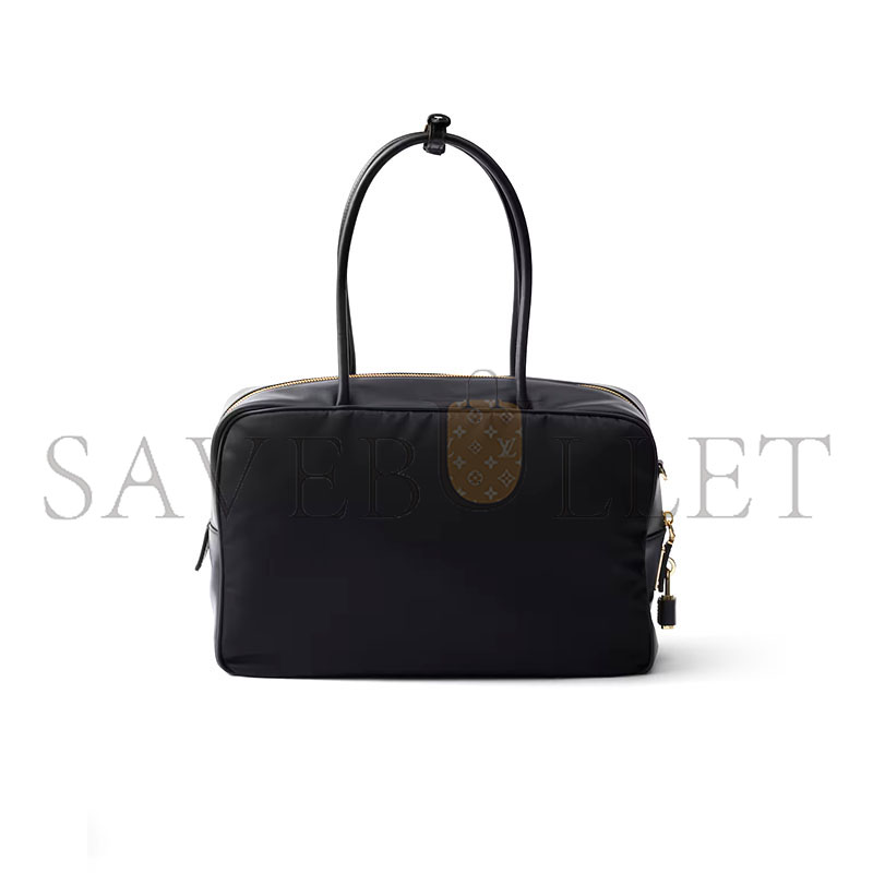 PRADA LARGE RE-NYLON AND LEATHER TOP-HANDLE BAG WITH PADLOCK 1BB131 (34*23*10cm) PRADA LARGE RE-NYLON AND LEATHER TOP-HANDLE BAG WITH PADLOCK 1BB131 (34*23*10cm)